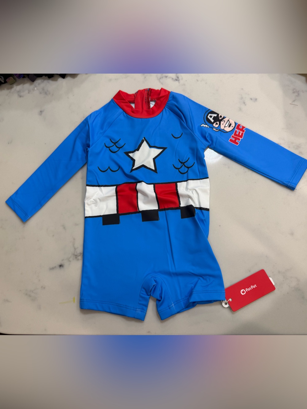 PatPat Captain America One-Piece Swimsuit 3-6 Months New In Package Disney
